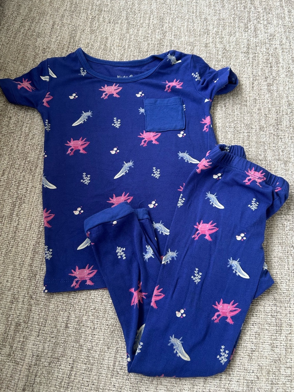 Kyte baby axolotl print short sleeve and pants pajama set size 2T